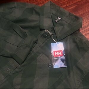 Helly Hansen Aker Flannel Long Sleeve Shirt Green XL Green Plaid NWT